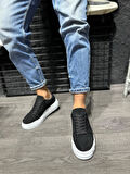 J144 Bağcıklı Ortopedik Taban Erkek Günlük Süet Sneaker Spor Ayakkabı BT Siyah