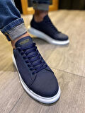 J045 Bağcıklı Ortopedik Taban Günlük Erkek Spor Sneaker Ayakkabı BT Lacivert
