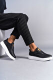 J161 Bağcıksız Lastikli Ortopedik Taban Erkek Sneaker Günlük Ayakkabı BT Siyah