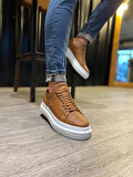 J421 Bağcıklı Ortopedik Taban Erkek Günlük Sneaker Spor Ayakkabı BT Taba