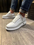 J814 Bağcıklı Ortopedik Taban Erkek Günlük Sneaker Spor Ayakkabı BT Beyaz