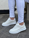 J006 Bağcıklı Ortopedik Taban Günlük Erkek Spor Sneaker Ayakkabı BT Beyaz