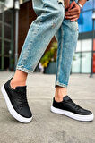 J015 First Edition Ortopedik Taban Günlük Cilt Erkek Sneaker Spor Ayakkabı CBT Siyah
