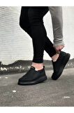 J049 Bağcıksız Lastikli Ortopedik Taban Erkek Sneaker Günlük Ayakkabı ST Siyah