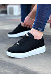 J028 Bağcıklı Ortopedik Taban Erkek Sneaker Günlük Ayakkabı BT Siyah