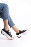 CLAIRE Bağcıklı Ortopedik Taban Kadın Sneaker Ayakkabı BT Siyah
