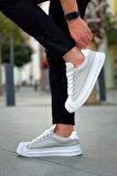 J2411 Artenay Ortopedik Taban Günlük Cilt Erkek Sneaker Spor Ayakkabı CBT Gri