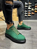 J045 Bağcıklı Ortopedik Taban Günlük Erkek Spor Sneaker Ayakkabı ST Yeşil