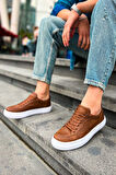 J015 First Edition Ortopedik Taban Günlük Cilt Erkek Sneaker Spor Ayakkabı CBT Taba