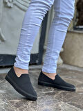 J114 Bağcıklı Ortopedik Taban Triko Erkek Spor Sneaker Ayakkabı ST Siyah