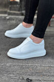 J023 Bağcıksız Lastikli Ortopedik Taban Erkek Sneaker Günlük Ayakkabı BT Beyaz