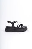 ELSA İnce Tokalı Şerit Detaylı Ortopedik Taban Kadın Sandalet ST Siyah