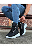 J07 Bağcıklı Ortopedik Taban Suya ve Soğuğa Dayanıklı Günlük Kışlık Erkek Bot BT Siyah