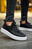 J159 Saturn Ortopedik Taban Günlük Cilt Erkek Sneaker Spor Ayakkabı CBT Siyah