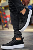 J159 Saturn Ortopedik Taban Günlük Cilt Erkek Sneaker Spor Ayakkabı CBT Siyah