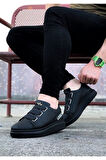 J029 Bağcıksız 3 Bant Lastikli Legend Ortopedik Taban Erkek Sneaker Günlük Ayakkabı ST Siyah