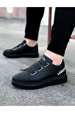 J029 Bağcıksız 3 Bant Lastikli Legend Ortopedik Taban Erkek Sneaker Günlük Ayakkabı ST Siyah