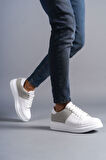 J151 Boost Bağcıklı Cilt Süet Erkek Günlük Sneaker Ayakkabı BT Beyaz/Gri