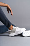 J151 Boost Bağcıklı Cilt Süet Erkek Günlük Sneaker Ayakkabı BT Beyaz/Gri