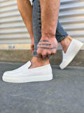 JY180 Estilo X Bağcıksız Cilt Erkek Günlük Spor Klasik Ayakkabı CBT - Beyaz