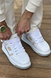 J2410 Avax Ortopedik Taban Günlük Cilt Erkek Sneaker Spor Ayakkabı CBT Beyaz/Krem