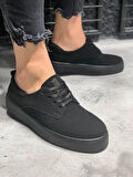 J077 Bağcıklı Ortopedik Taban Erkek Günlük Süet Sneaker Spor Ayakkabı ST Siyah
