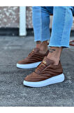 J094 Bağcıklı Ortopedik Taban Erkek Sneaker Günlük Ayakkabı BT Taba