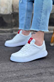 J040 Bağcıklı Ortopedik Taban Erkek Sneaker Günlük Ayakkabı BT Beyaz