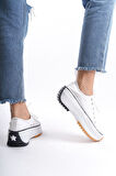 CLAIRE Bağcıklı Ortopedik Taban Kadın Sneaker Ayakkabı BT Beyaz