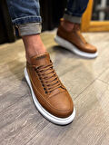 J814 Bağcıklı Ortopedik Taban Erkek Günlük Sneaker Spor Ayakkabı BT Taba