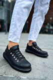 J021 Favo Ortopedik Taban Günlük Cilt Erkek Sneaker Spor Ayakkabı CST Siyah