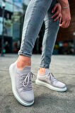 J307 Tricot Ortopedik Taban Günlük Triko Erkek Sneaker Spor Ayakkabı TBT Gri