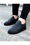 J036 Bağcıklı Ortopedik Taban Erkek Sneaker Günlük Ayakkabı ST Siyah