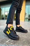 J131 Frogner Bağcıklı Ortopedik Taban Günlük Cilt Erkek Spor Bot CST Siyah/Sarı