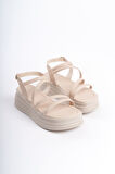 ELSA İnce Tokalı Şerit Detaylı Ortopedik Taban Kadın Sandalet KT Krem