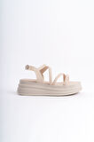 ELSA İnce Tokalı Şerit Detaylı Ortopedik Taban Kadın Sandalet KT Krem