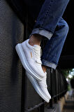 J073 Flatline Ortopedik Taban Günlük Cilt Erkek Sneaker Spor Ayakkabı CBT Beyaz
