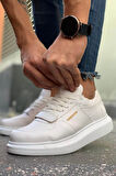 J073 Flatline Ortopedik Taban Günlük Cilt Erkek Sneaker Spor Ayakkabı CBT Beyaz