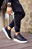 J253 Mirror Non Ortopedik Taban Günlük Cilt Erkek Sneaker Spor Ayakkabı CBT Siyah