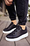 J253 Mirror Non Ortopedik Taban Günlük Cilt Erkek Sneaker Spor Ayakkabı CBT Siyah