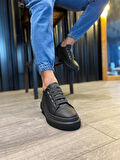 J521 Bağcıksız Lastikli 4 Bantlı Ortopedik Taban Erkek Günlük Sneaker Spor Ayakkabı ST Siyah