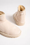 BLISS Bağcıksız Düz Taban İçi Kürklü Kısa Süet Kadın Bot KT Krem