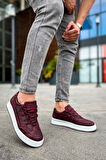J040 C-Rey Ortopedik Taban Günlük Cilt Erkek Sneaker Spor Ayakkabı CBT Bordo