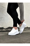J049 Bağcıksız Lastikli Ortopedik Taban Erkek Sneaker Günlük Ayakkabı BT Beyaz