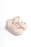 ADRIANA Lastikli Şerit Detaylı Ortopedik Taban Kadın Sandalet KT Krem