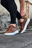 J023 Bağcıksız Lastikli Ortopedik Taban Erkek Sneaker Günlük Ayakkabı BT Taba