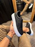 J013 Bağcıklı Ortopedik Taban Erkek Günlük Sneaker Spor Ayakkabı BT Siyah