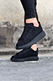 J096 Bağcıklı Ortopedik Taban Süet Erkek Sneaker Günlük Ayakkabı ST Siyah
