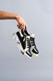 J02 Bağcıklı Timsah Desenli Sarı Baskılı Ortopedik Taban Erkek Spor Sneaker Ayakkabı BT Siyah
