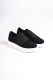 J040 Bağcıksız Kalın Lastikli Ortopedik Taban Süet Günlük Erkek Spor Sneaker Ayakkabı BT Siyah